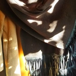 Yves Saint Laurent Runway, Wool / Leather Fringed Shawl